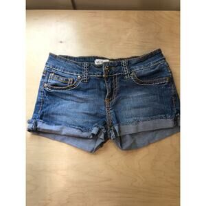 Miss Chic Jean Shorts Womens Juniors Small Bling Cut Off Denim Stitching USA